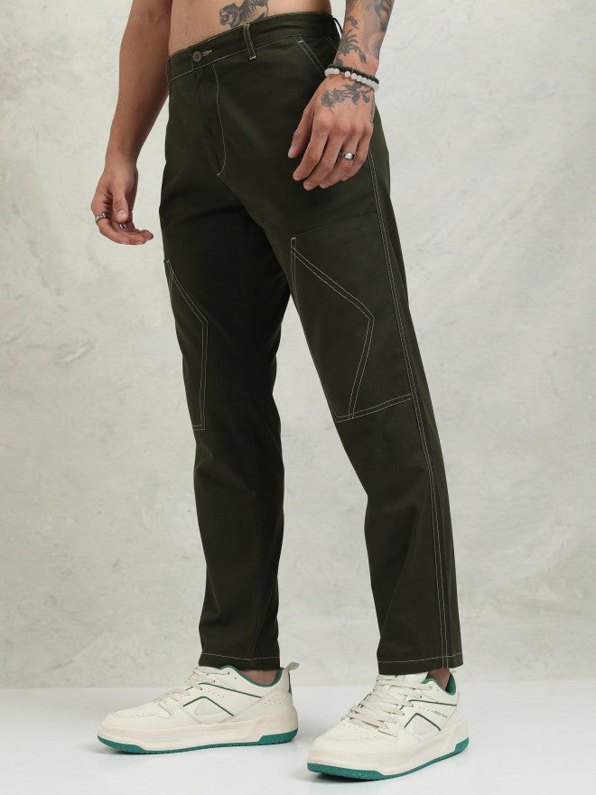 Highlander Men Green Straight Fit Solid Casual Trouser - Green - Image 4
