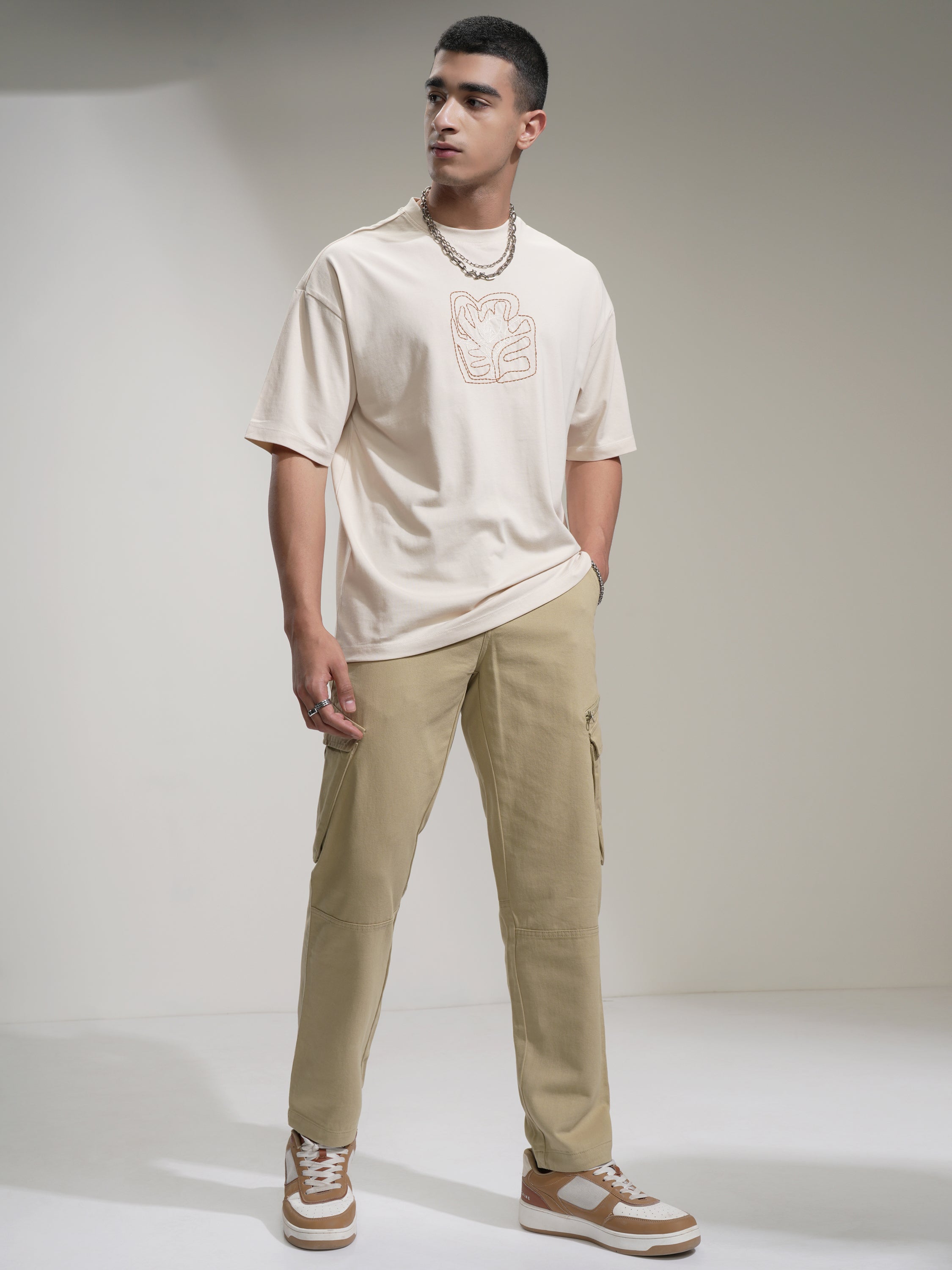 Highlander Men Brown Slim Fit Solid Cargo - Brown - Image 2