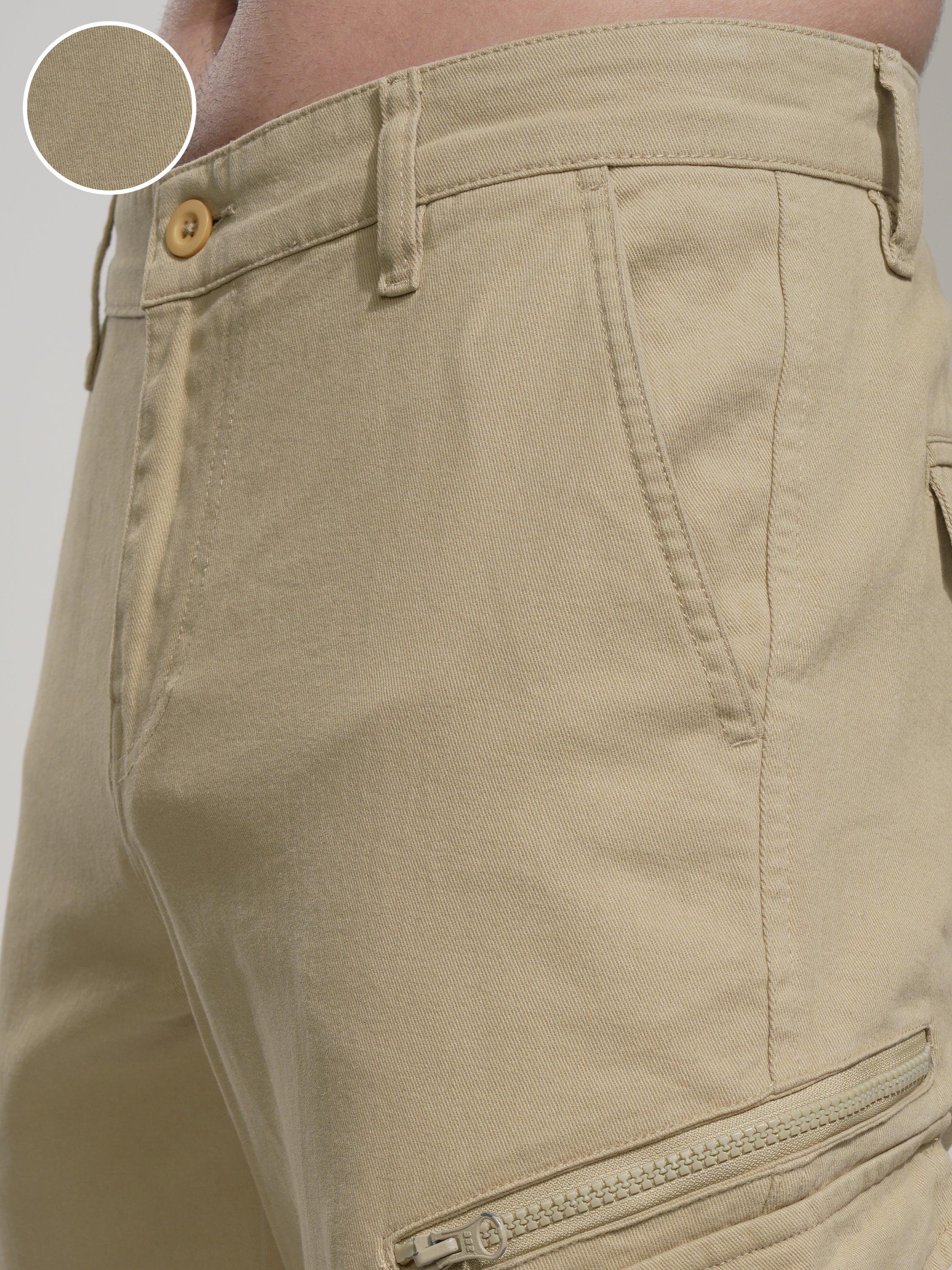 Highlander Men Brown Slim Fit Solid Cargo - Brown - Image 5