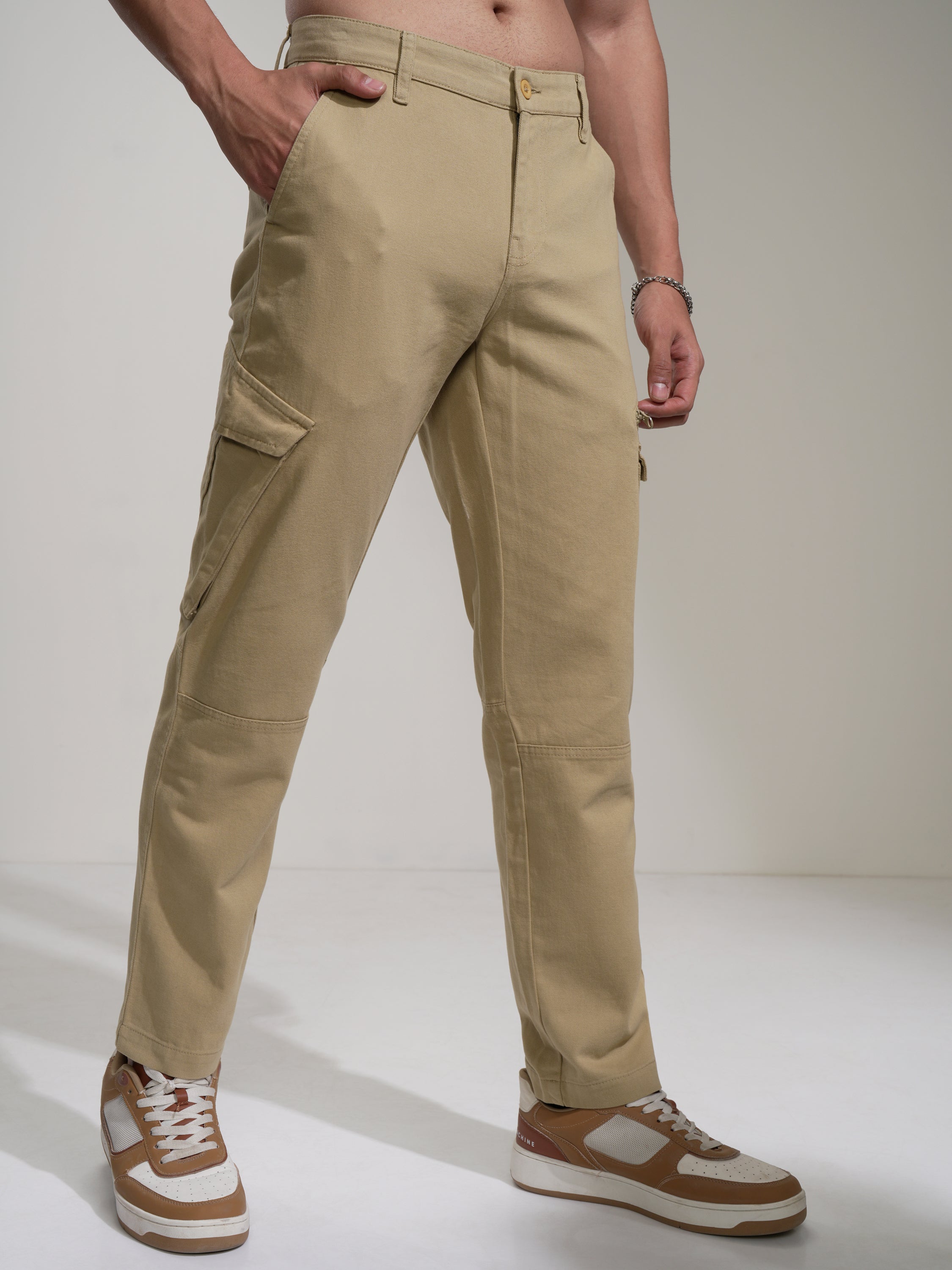 Highlander Men Brown Slim Fit Solid Cargo - Brown - Image 6