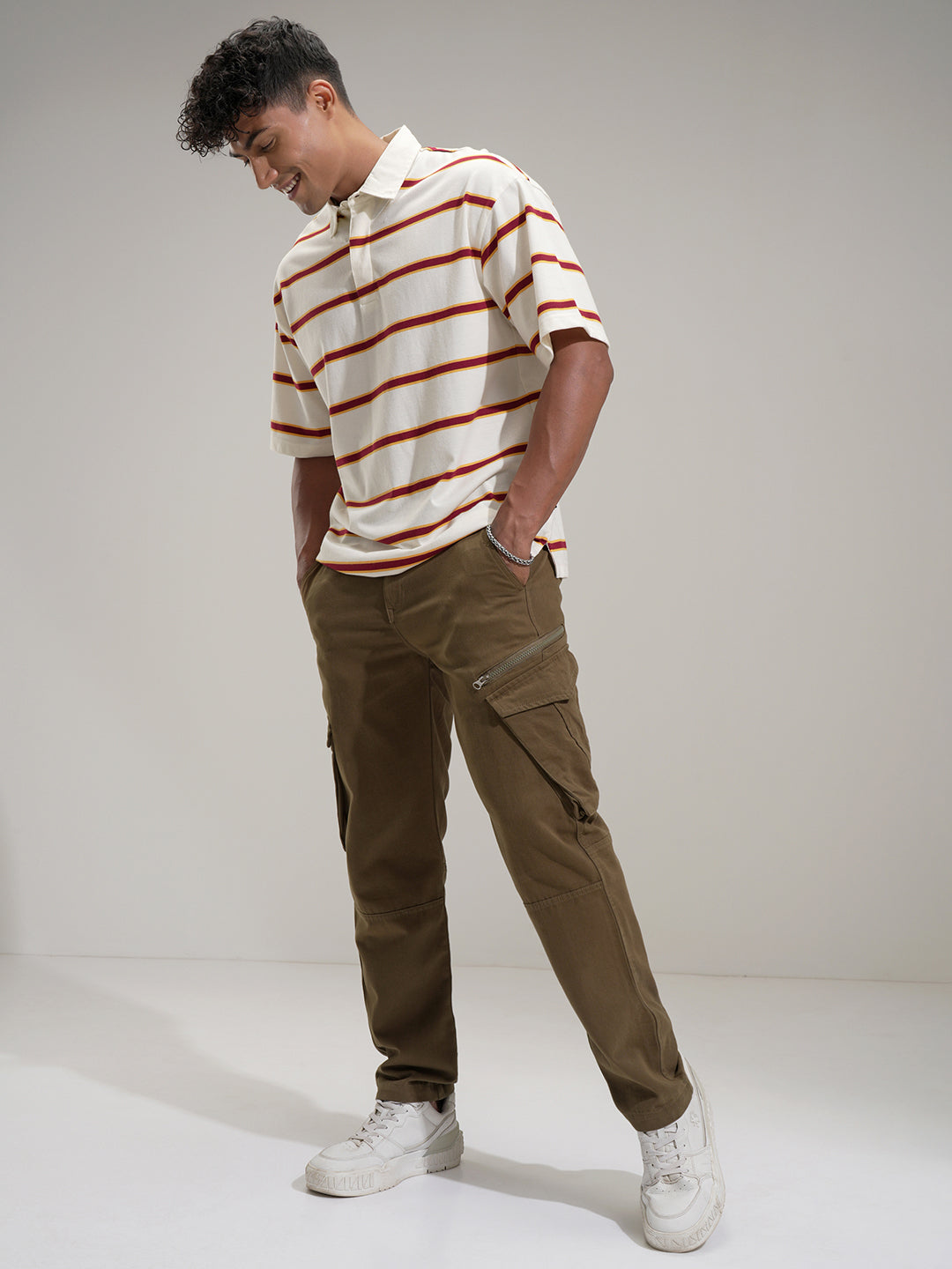 Highlander Men Brown Slim Fit Solid Cargo - Brown - Image 2