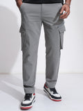 Highlander Men Grey Slim Fit Solid Cargos - Grey - Image 1