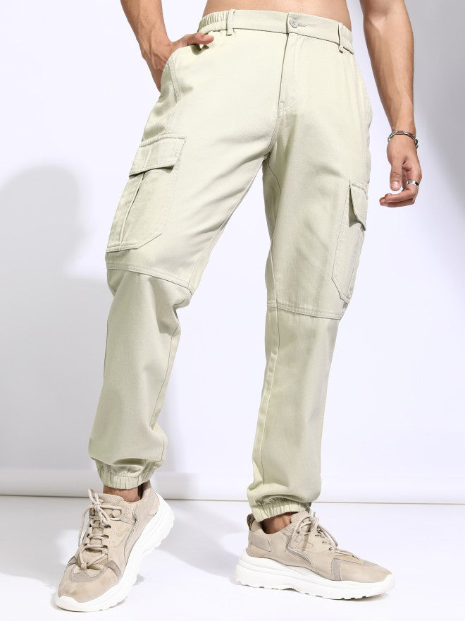 Highlander Men Beige Regular Fit Solid Joggers - Beige - Image 1