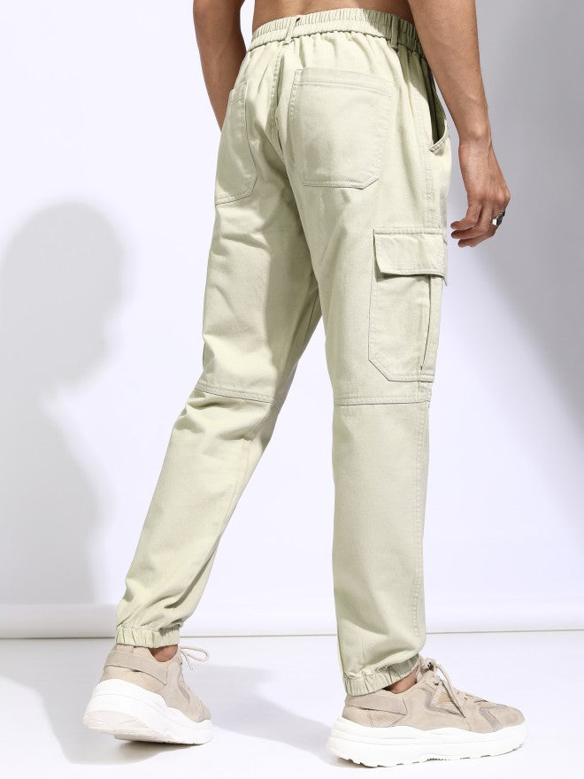 Highlander Men Beige Regular Fit Solid Joggers - Beige - Image 3