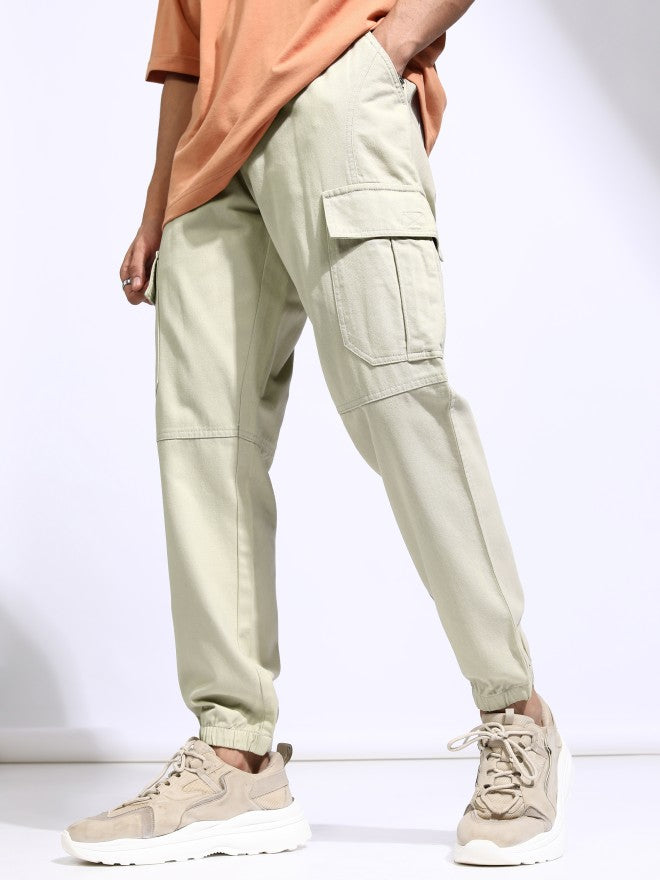 Highlander Men Beige Regular Fit Solid Joggers - Beige - Image 4
