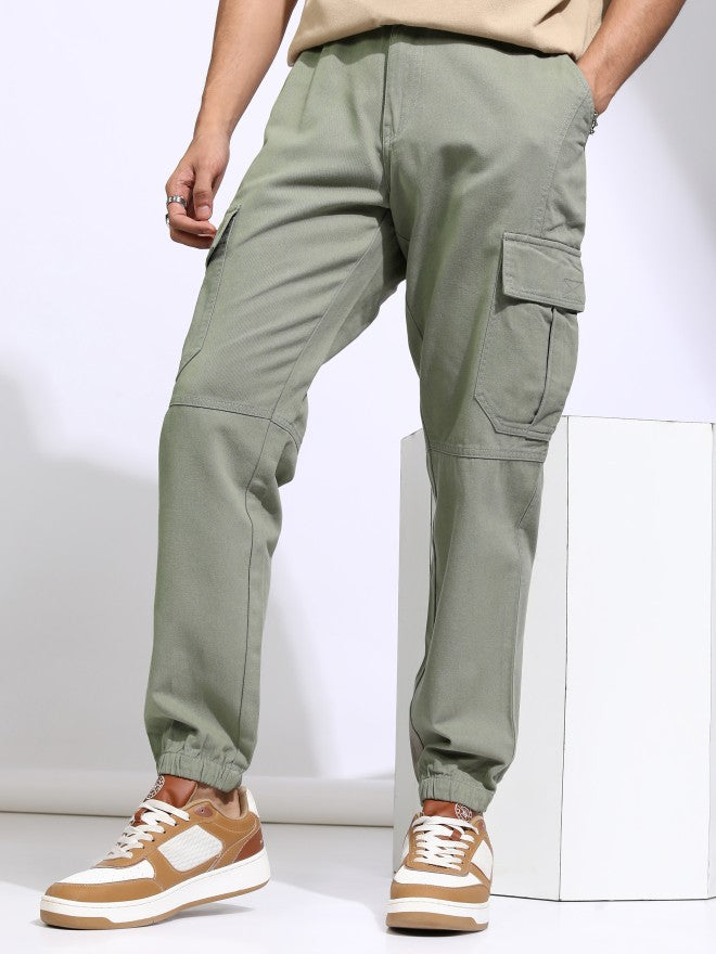 Highlander Men Olive Regular Fit Solid Joggers - Olive - Image 1