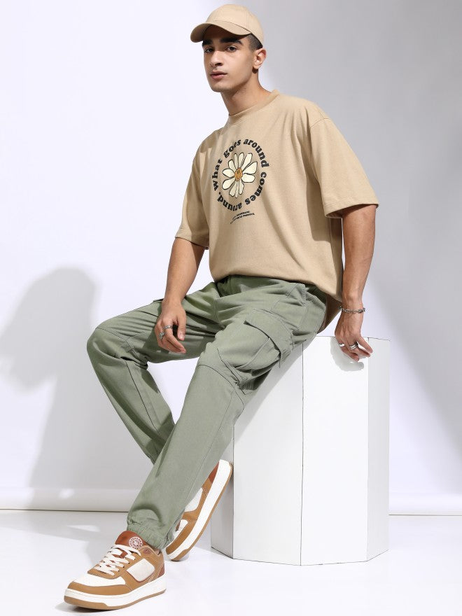 Highlander Men Olive Regular Fit Solid Joggers - Olive - Image 2