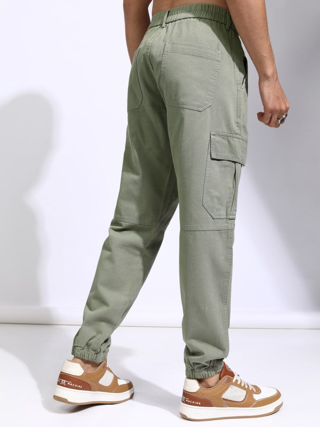Highlander Men Olive Regular Fit Solid Joggers - Olive - Image 3