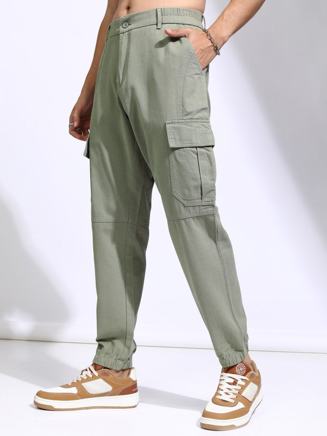 Highlander Men Olive Regular Fit Solid Joggers - Olive - Image 4