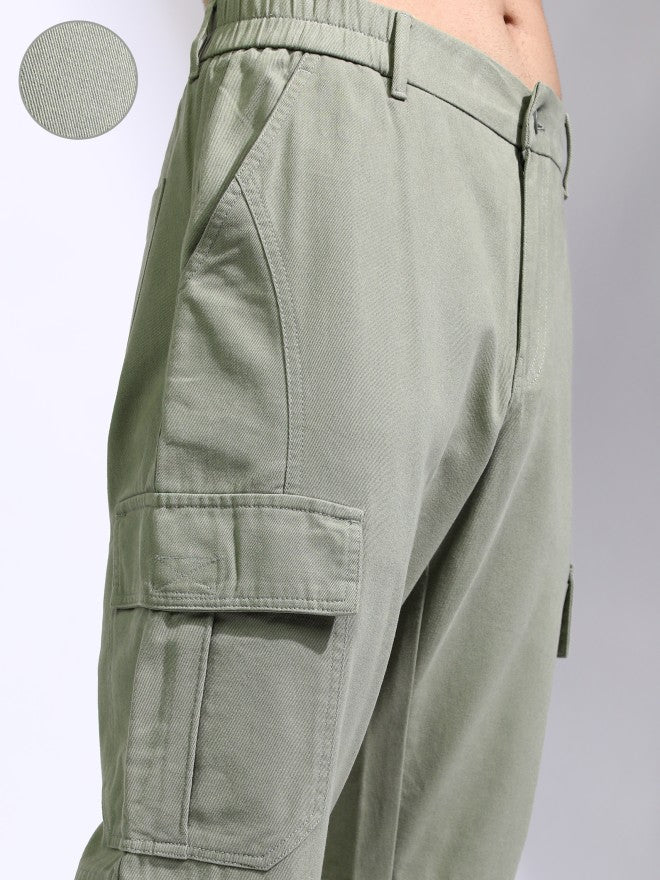 Highlander Men Olive Regular Fit Solid Joggers - Olive - Image 5
