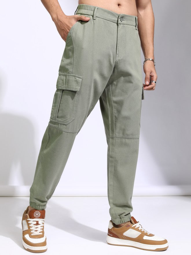 Highlander Men Olive Regular Fit Solid Joggers - Olive - Image 6
