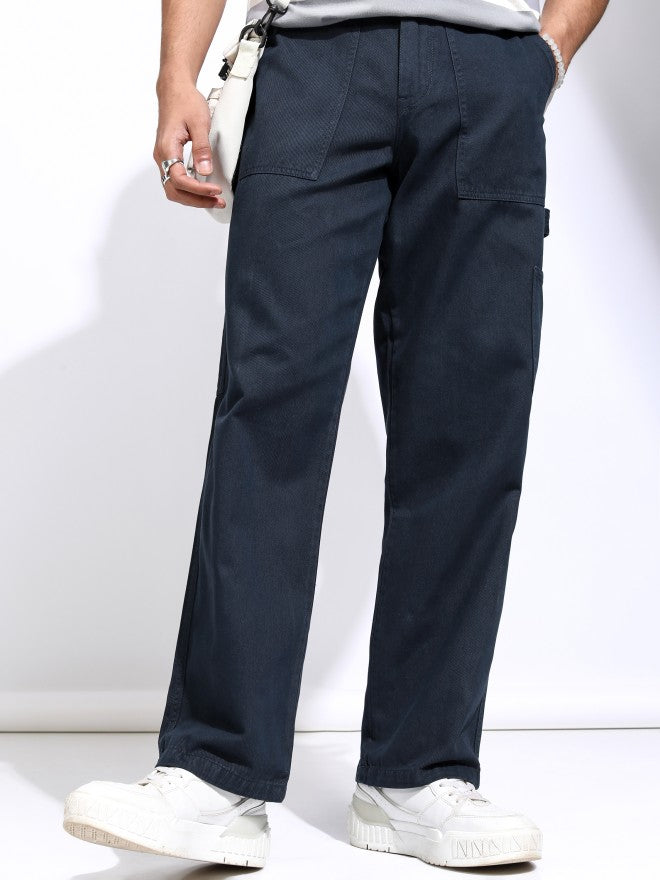 Highlander Men Blue Straight Fit Solid Cargo - Blue - Image 1