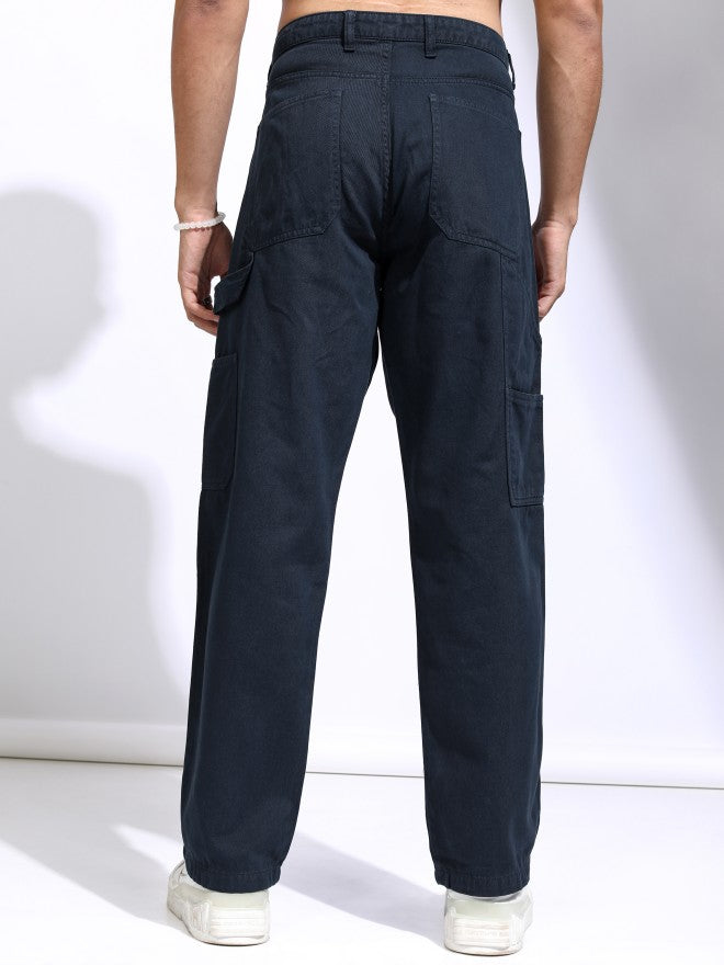 Highlander Men Blue Straight Fit Solid Cargo - Blue - Image 3