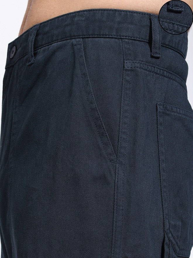Highlander Men Blue Straight Fit Solid Cargo - Blue - Image 5