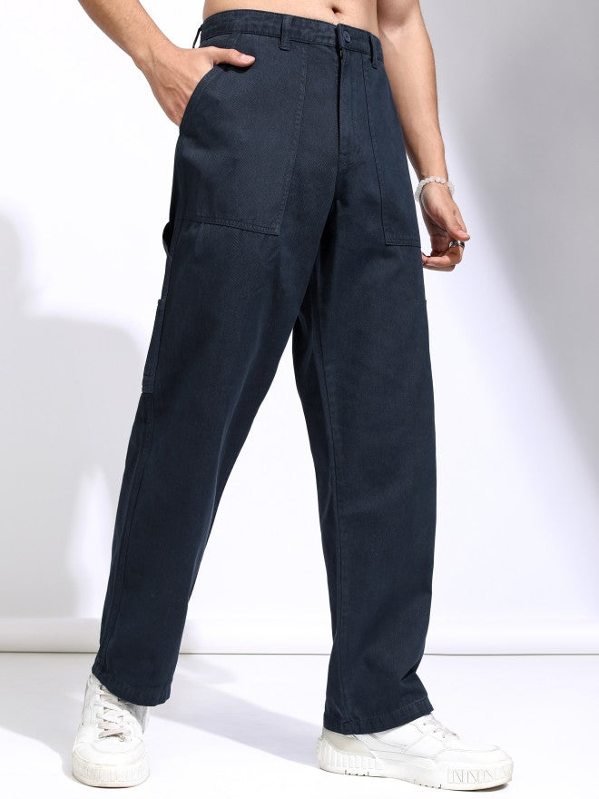Highlander Men Blue Straight Fit Solid Cargo - Blue - Image 6