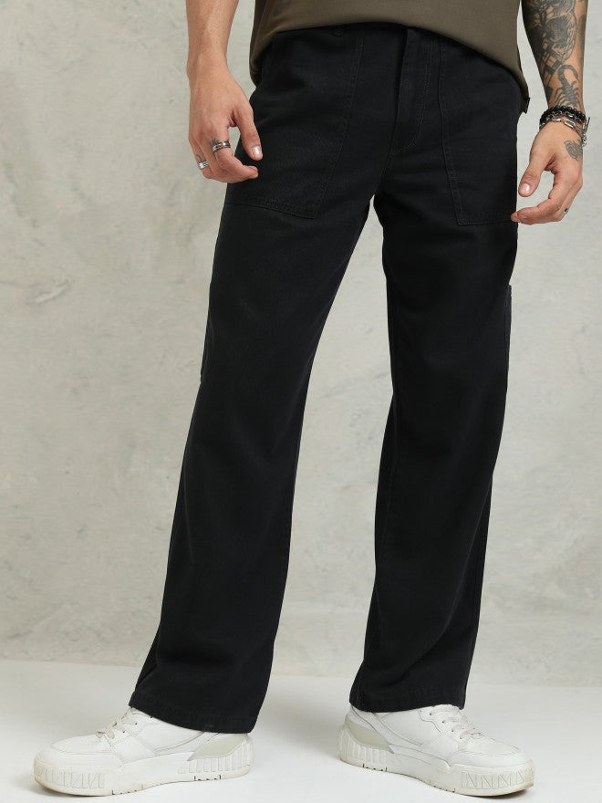 Highlander Men Black Straight Fit Solid Cargo - Black - Image 1