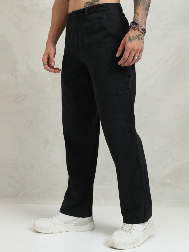 Highlander Men Black Straight Fit Solid Cargo - Black - Image 4