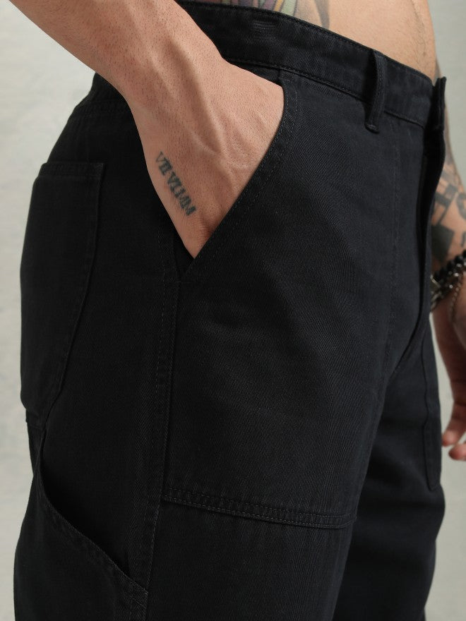 Highlander Men Black Straight Fit Solid Cargo - Black - Image 5