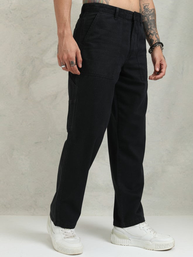 Highlander Men Black Straight Fit Solid Cargo - Black - Image 6