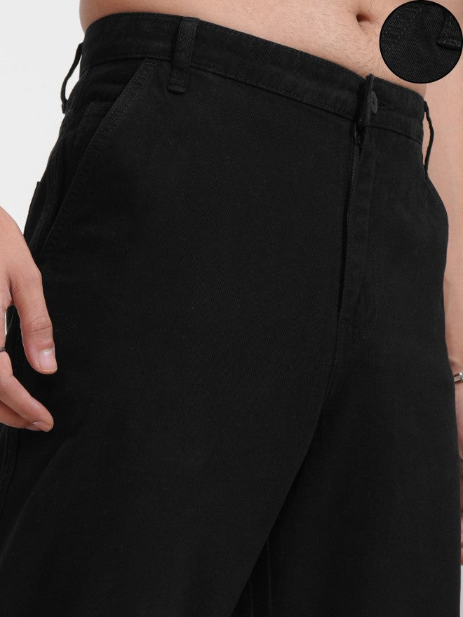 Highlander Men Black Carpenter Fit Solid Cargo - Black - Image 5