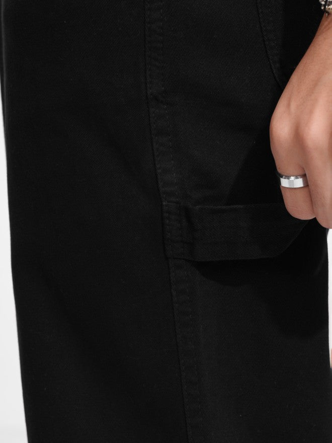 Highlander Men Black Carpenter Fit Solid Cargo - Black - Image 7