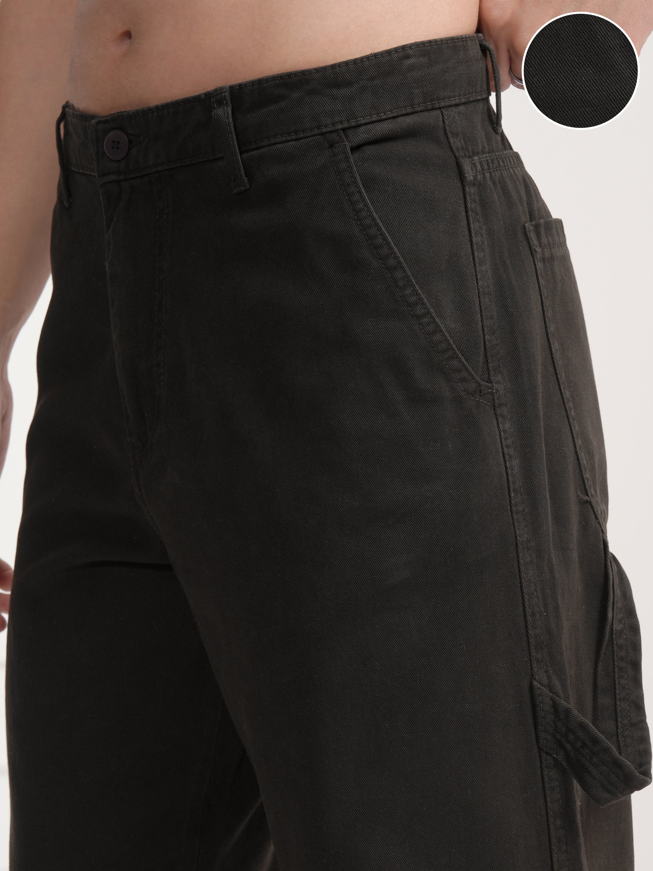 Highlander Men Black Straight Fit Solid Cargo - Black - Image 5