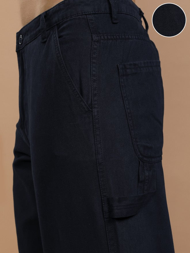 Highlander Men Blue Straight Fit Solid Cargo - Blue - Image 5