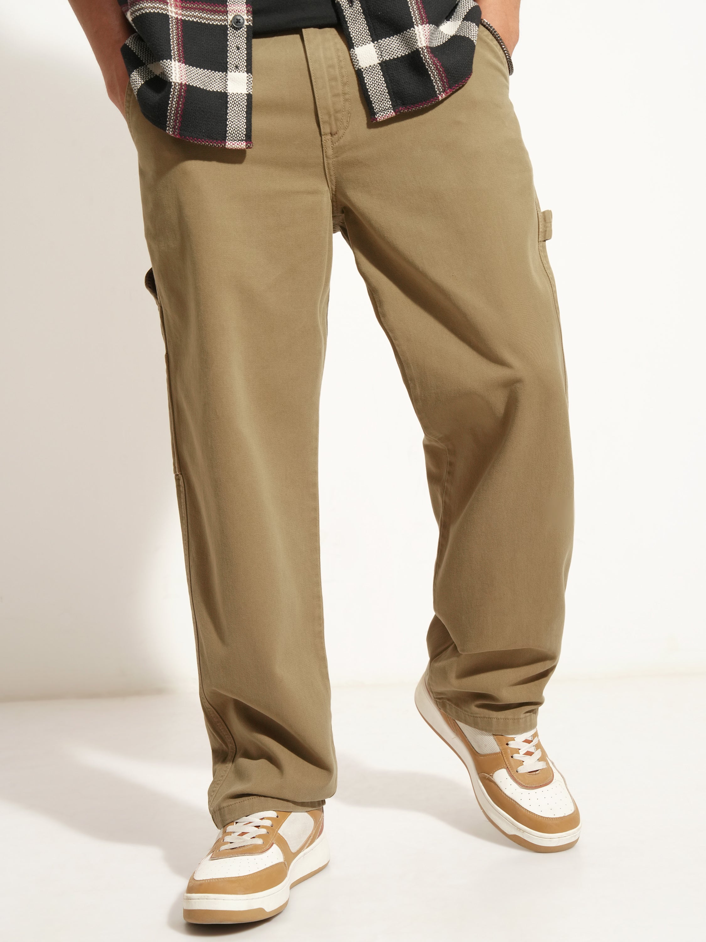Highlander Men Brown Straight Fit Solid Casual Trouser - Brown - Image 1