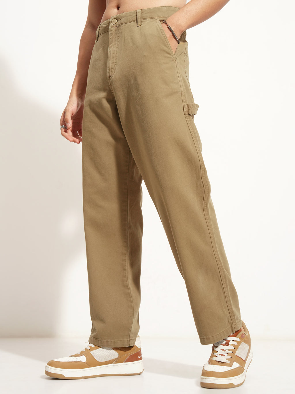 Highlander Men Brown Straight Fit Solid Casual Trouser - Brown - Image 4