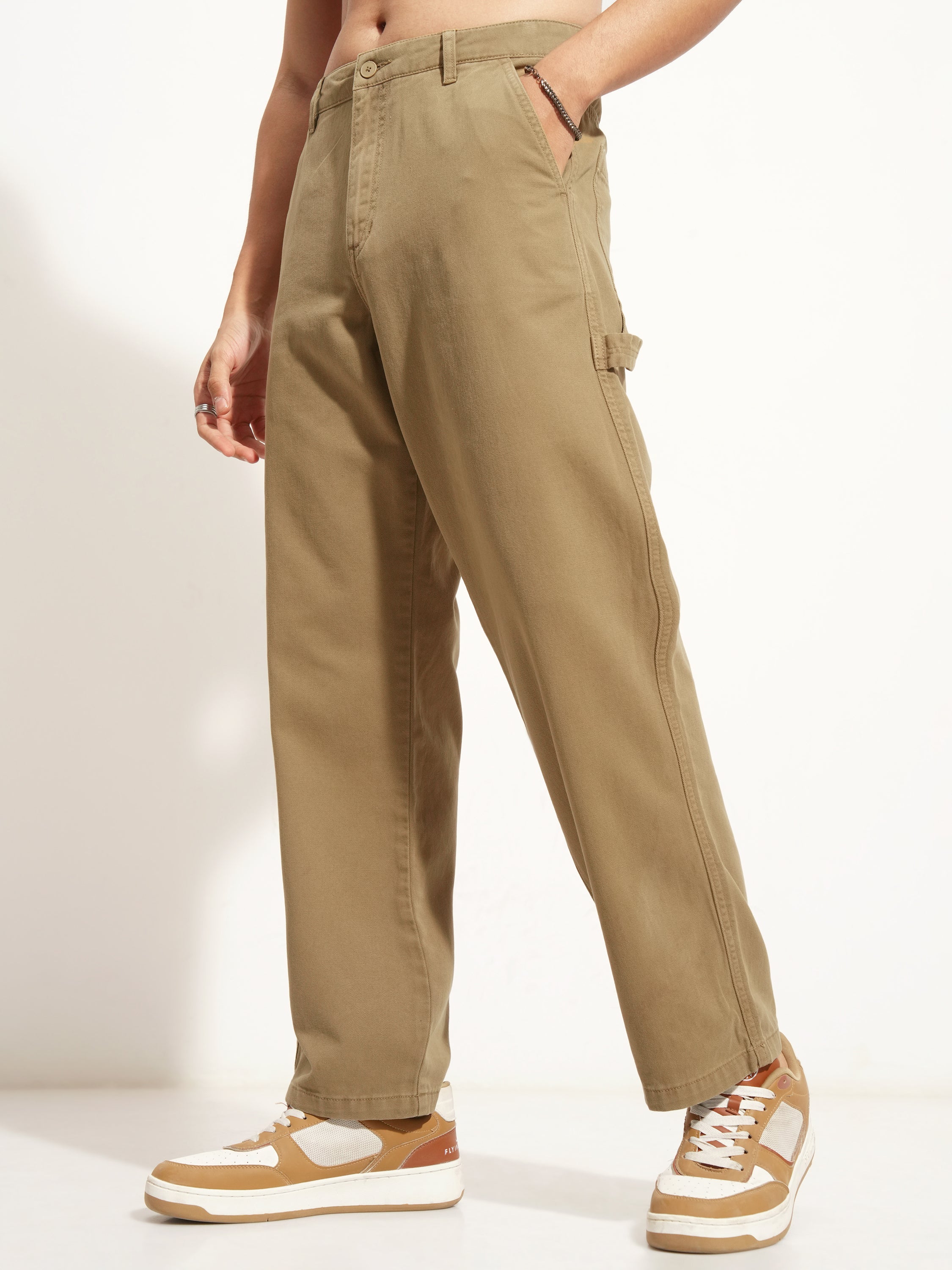 Highlander Men Brown Straight Fit Solid Casual Trouser - Brown - Image 4