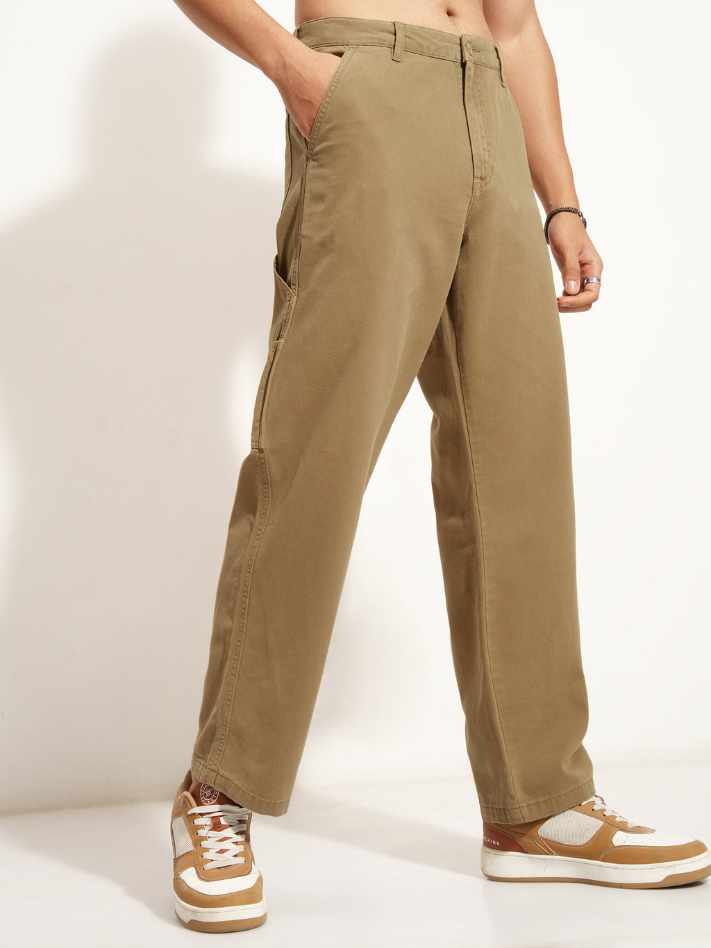 Highlander Men Brown Straight Fit Solid Casual Trouser - Brown - Image 6