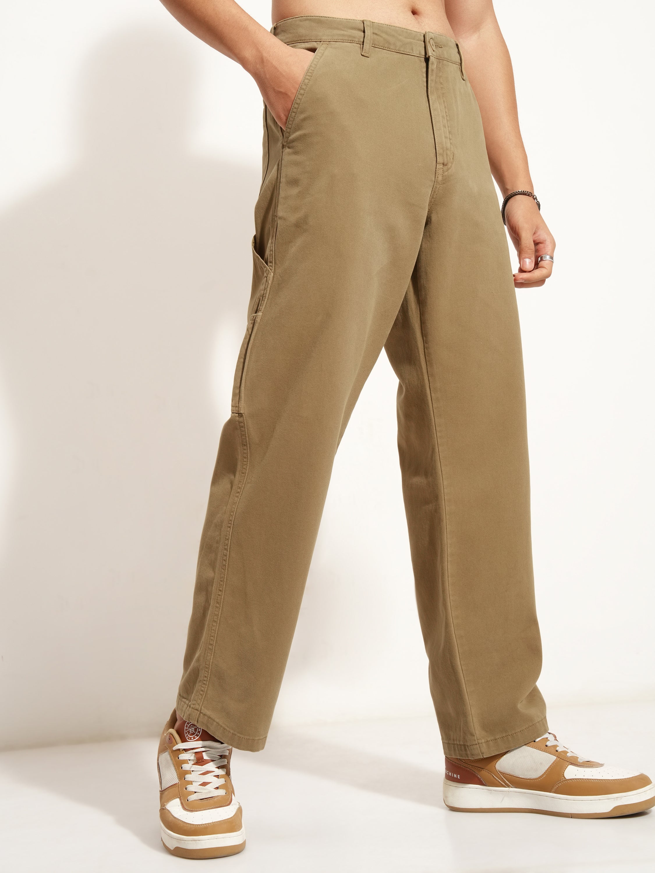 Highlander Men Brown Straight Fit Solid Casual Trouser - Brown - Image 6