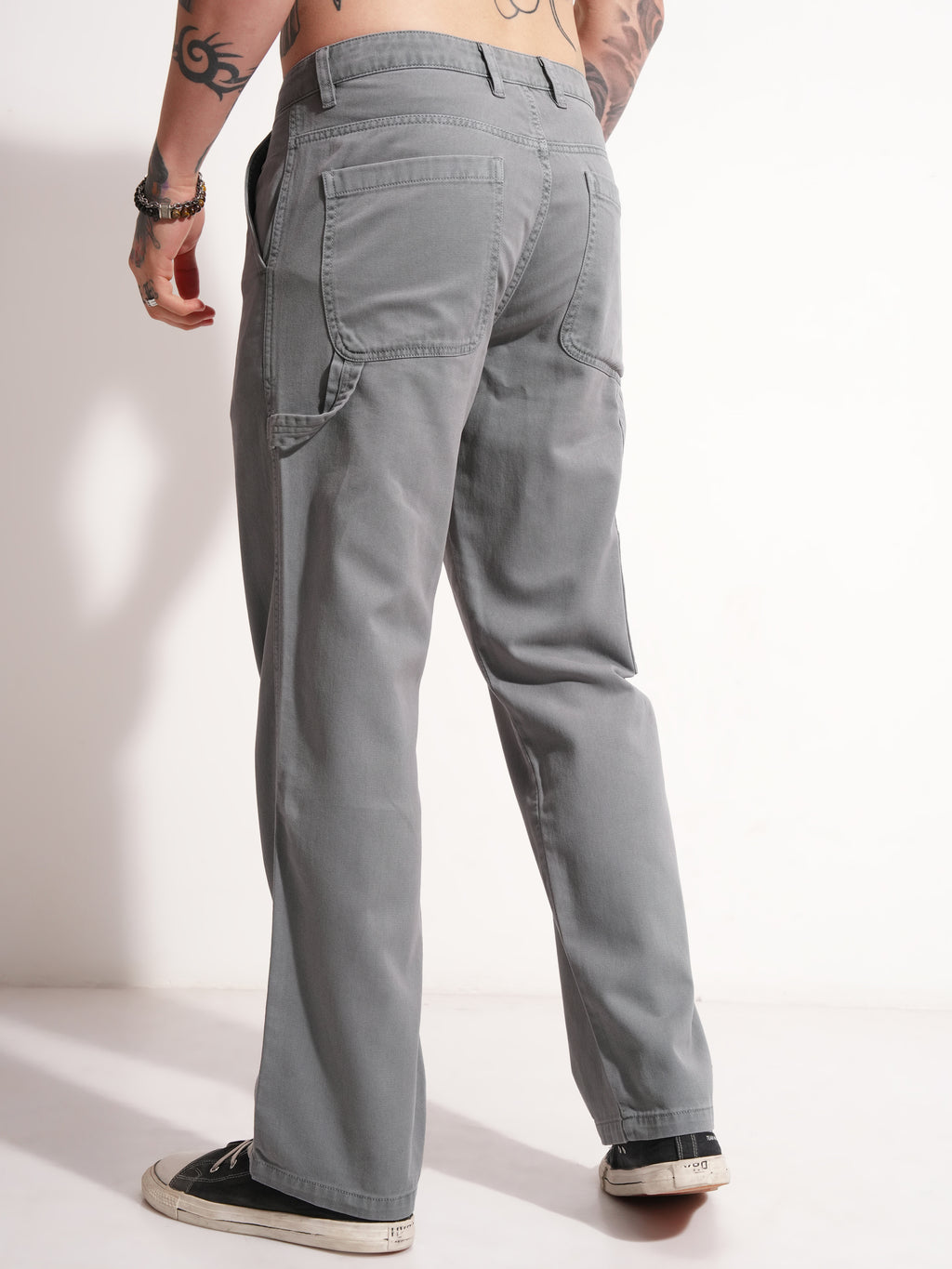 Highlander Men Grey Straight Fit Solid Casual Trouser - Grey - Image 3