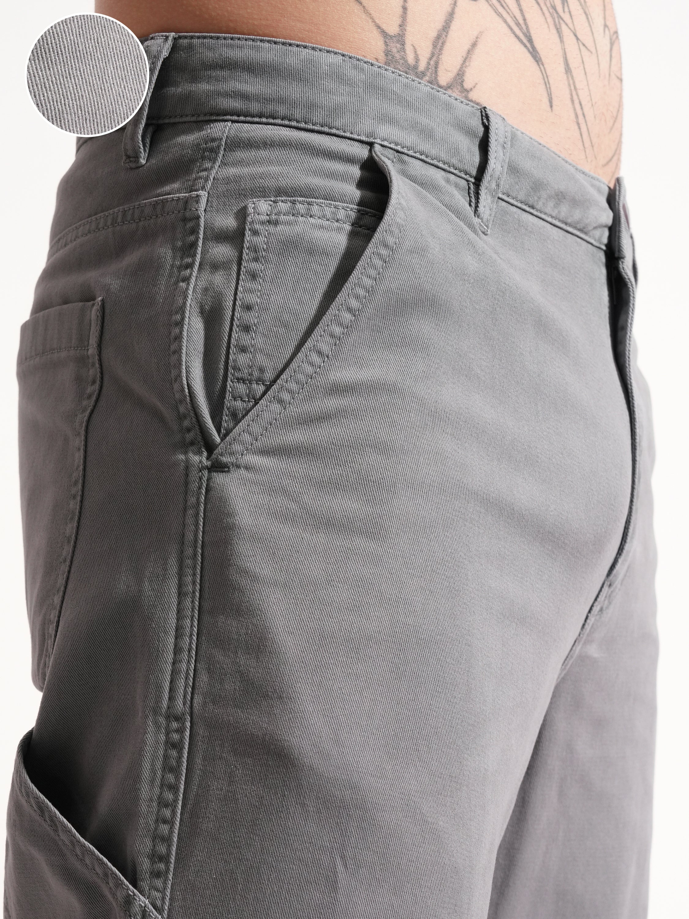 Highlander Men Grey Straight Fit Solid Casual Trouser - Grey - Image 5