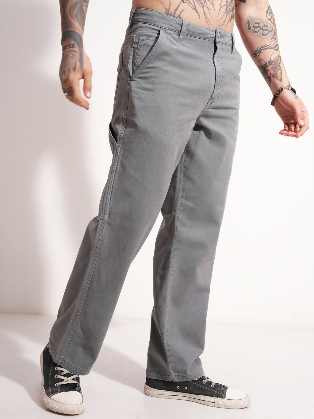 Highlander Men Grey Straight Fit Solid Casual Trouser - Grey - Image 6