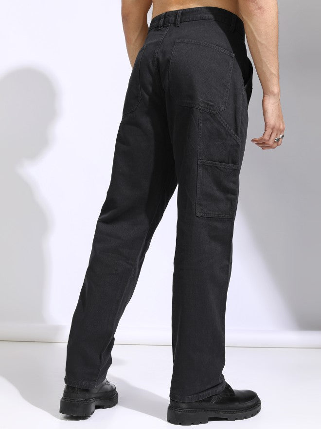 Highlander Men Black Straight Fit Solid Cargo - Black - Image 3