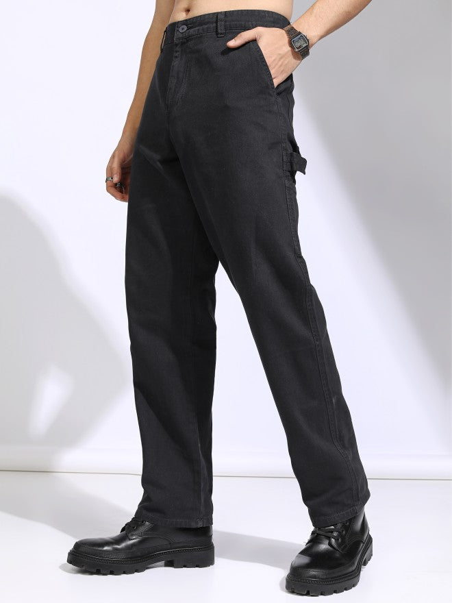 Highlander Men Black Straight Fit Solid Cargo - Black - Image 4
