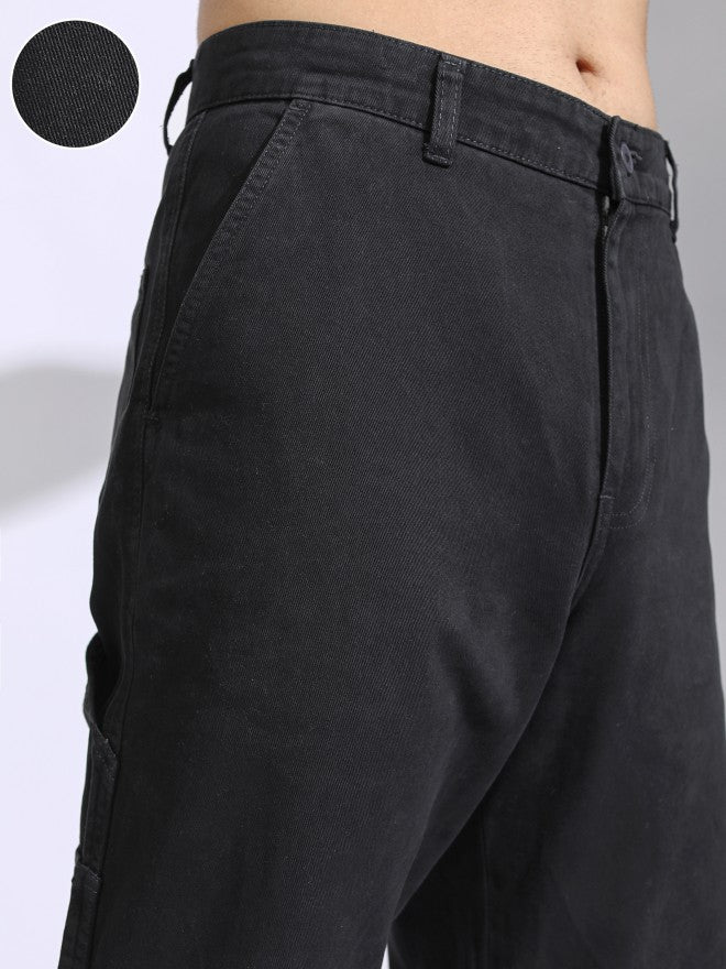 Highlander Men Black Straight Fit Solid Cargo - Black - Image 5