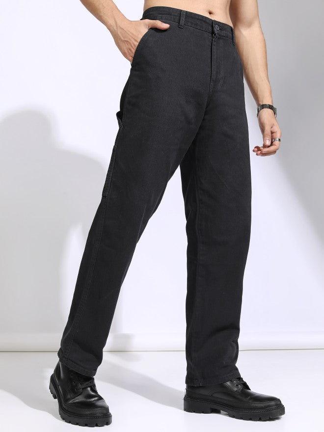 Highlander Men Black Straight Fit Solid Cargo - Black - Image 6