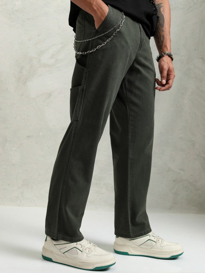 Highlander Men Black Straight Fit Solid Cargo - Black - Image 1
