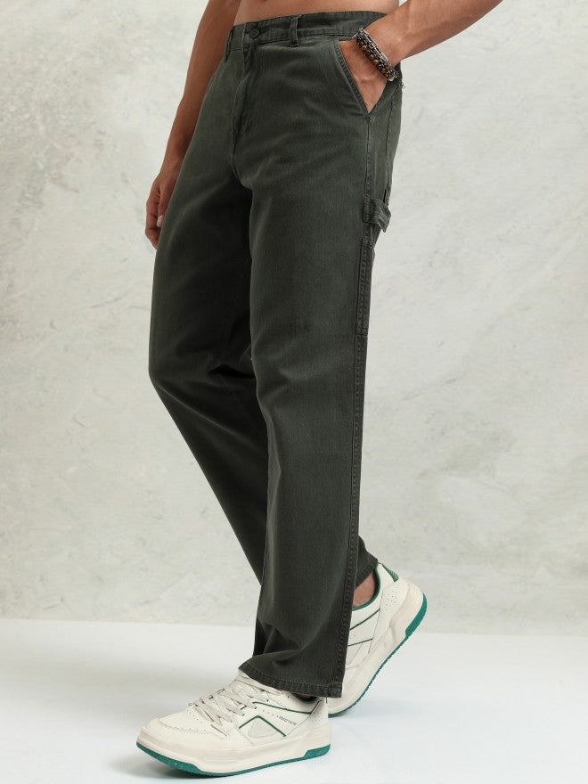 Highlander Men Black Straight Fit Solid Cargo - Black - Image 4