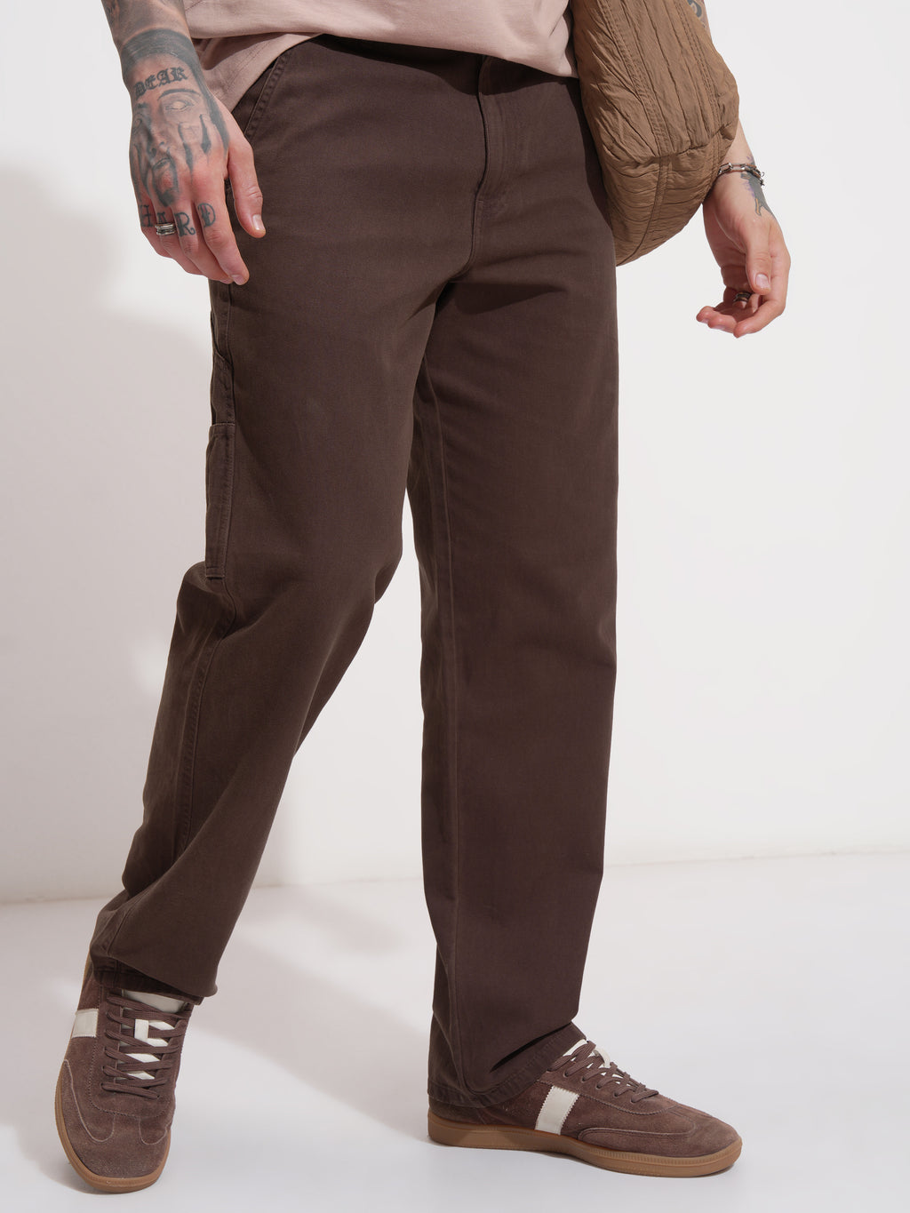 Highlander Men Brown Straight Fit Solid Casual Trouser - Brown - Image 1