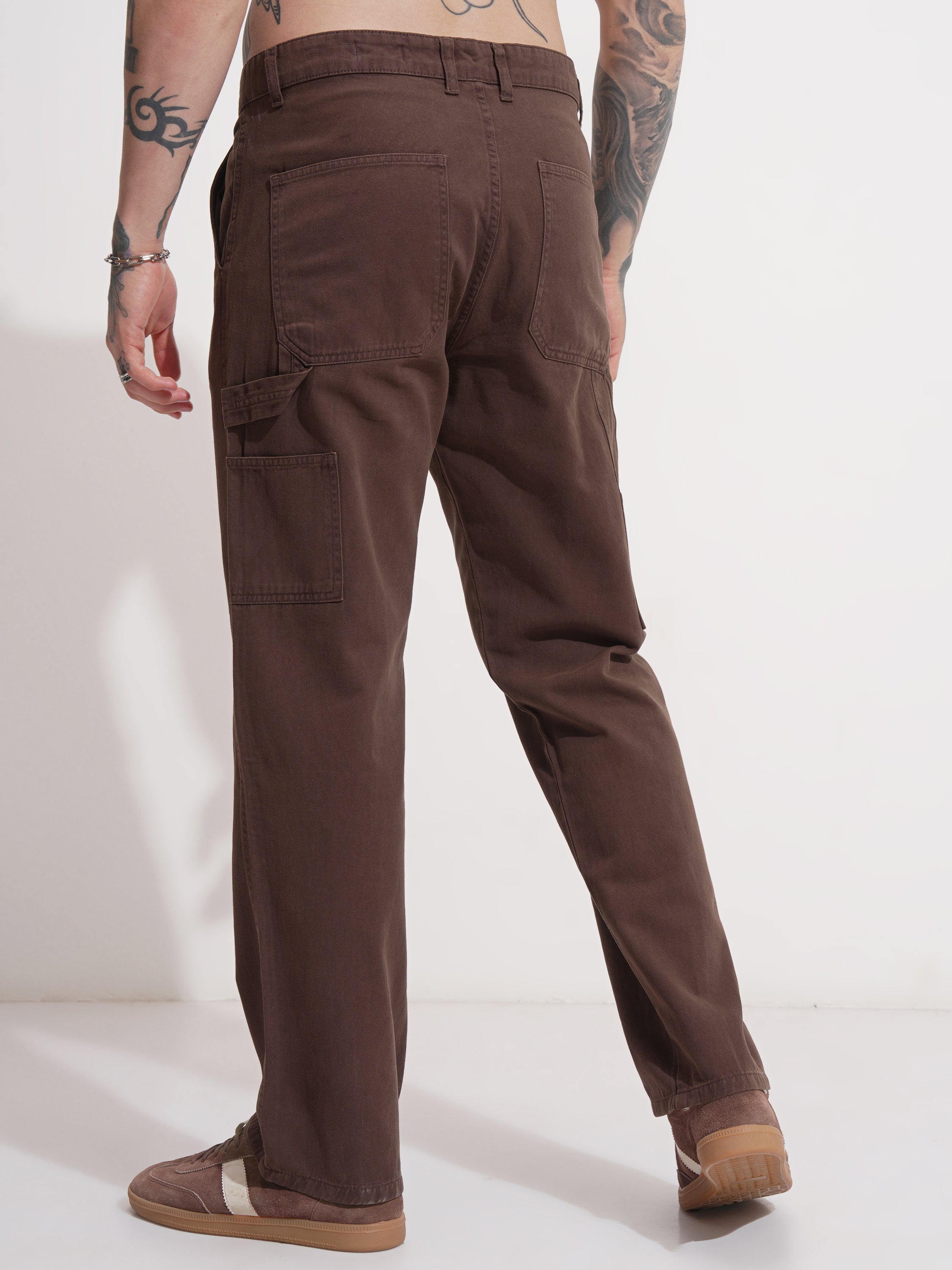 Highlander Men Brown Straight Fit Solid Casual Trouser - Brown - Image 3