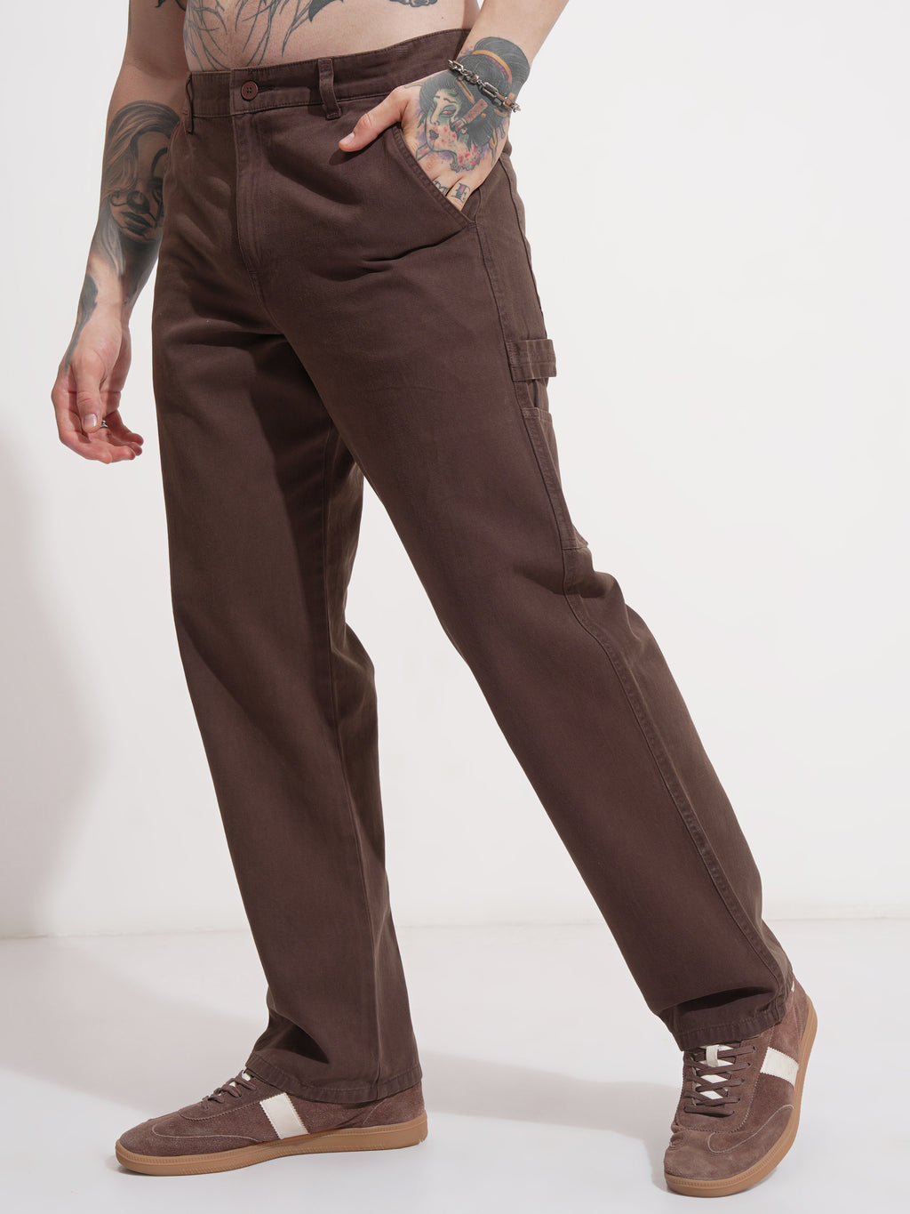 Highlander Men Brown Straight Fit Solid Casual Trouser - Brown - Image 4