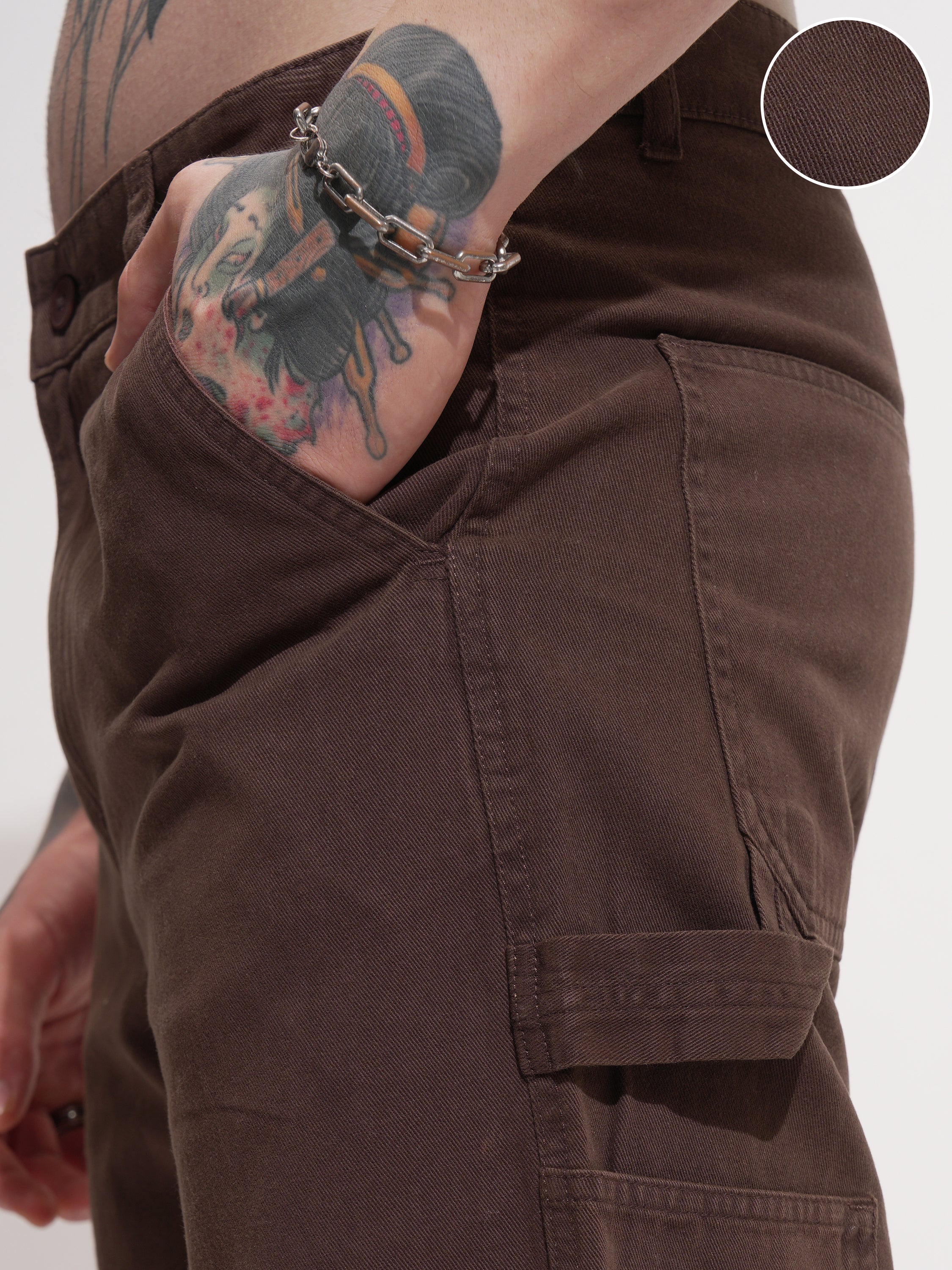 Highlander Men Brown Straight Fit Solid Casual Trouser - Brown - Image 5