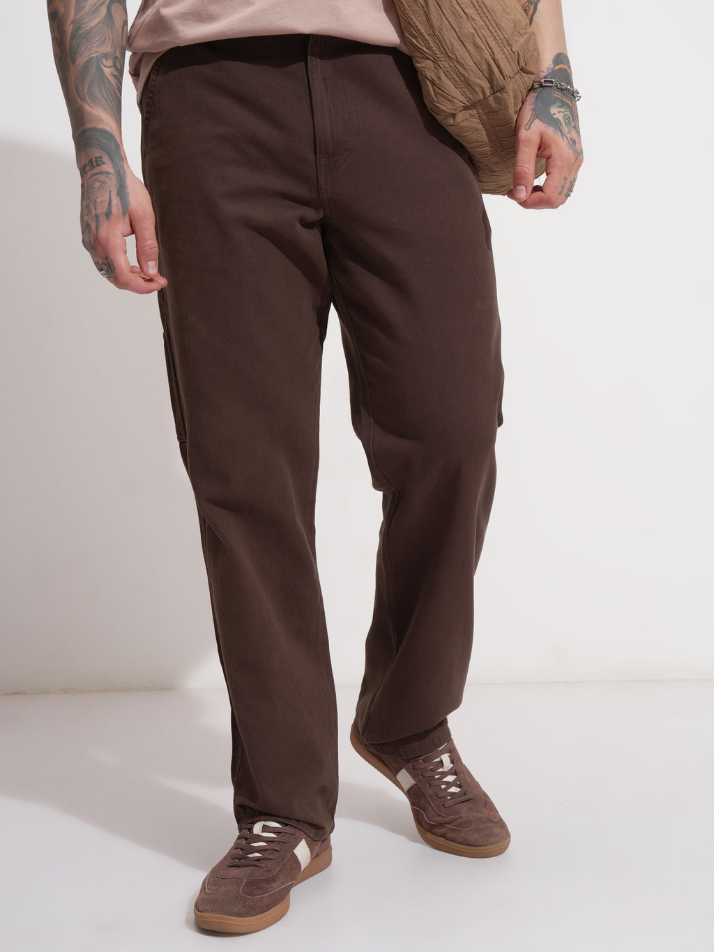 Highlander Men Brown Straight Fit Solid Casual Trouser - Brown - Image 6