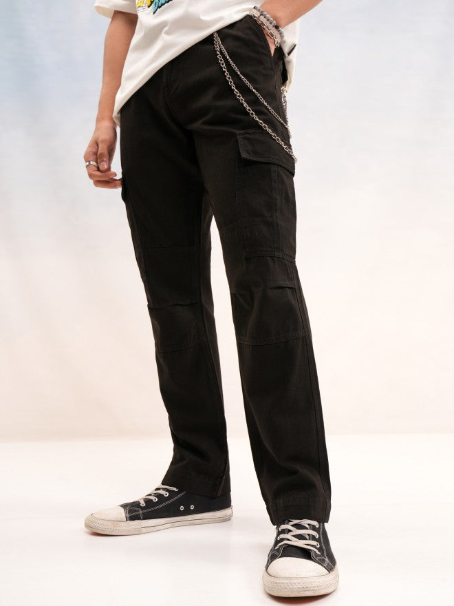 Highlander Men Black Straight Fit Solid Cargo - Black - Image 1