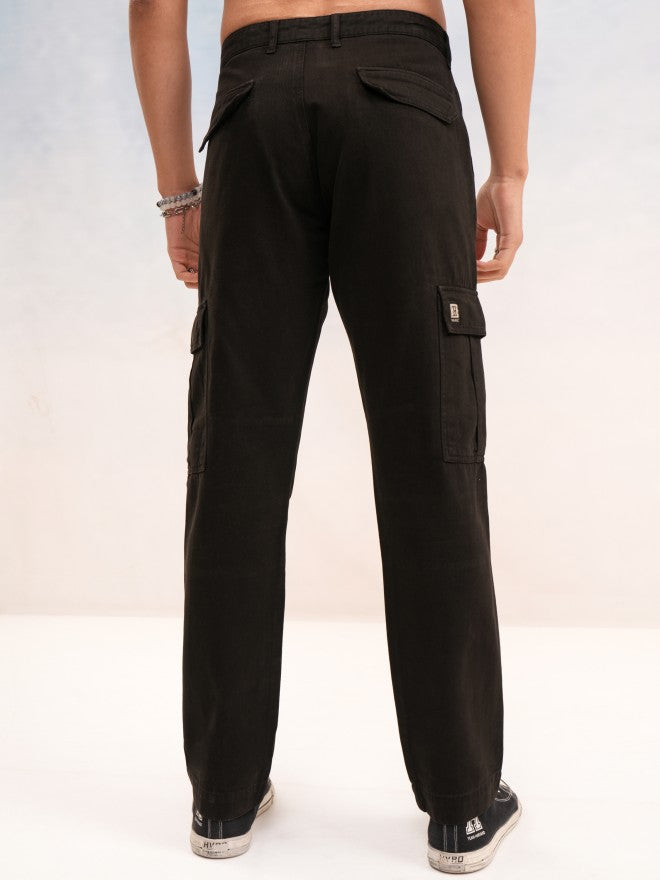 Highlander Men Black Straight Fit Solid Cargo - Black - Image 3