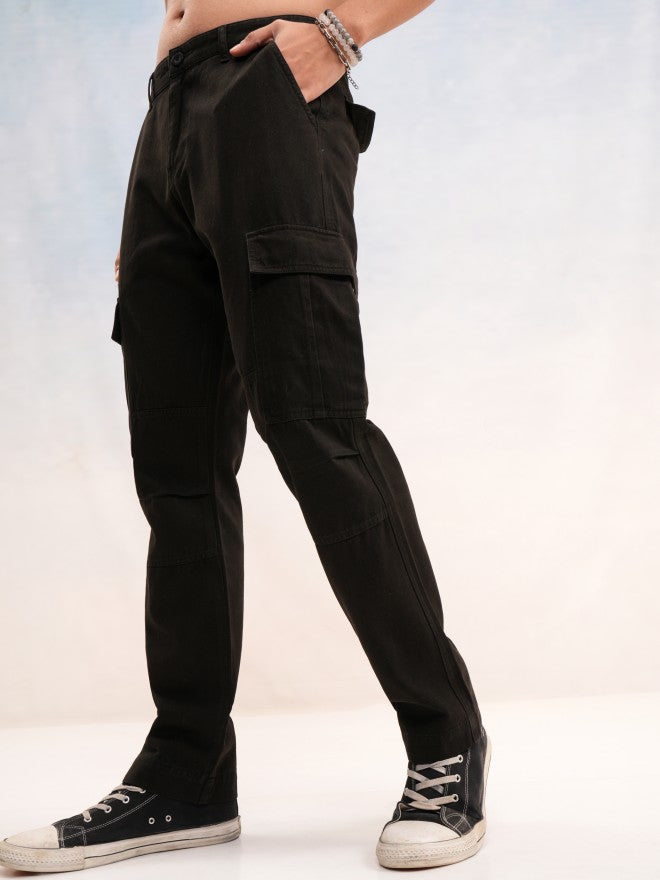 Highlander Men Black Straight Fit Solid Cargo - Black - Image 4