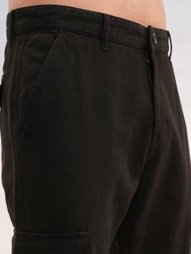Highlander Men Black Straight Fit Solid Cargo - Black - Image 5